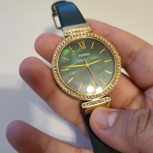 Green & Gold Fossil Watch